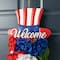 Glitzhome® 22.5" Patriotic Americana Metal Top Hat & Hydrangea Swag Wall Décor